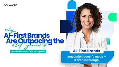 Provocative text declares 'Why AI-First Brands Are Outpacing the Old Guard' with the tagline 'The new era doesn’t wait for approval.'